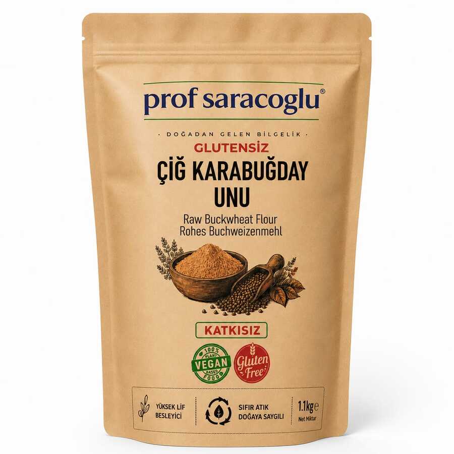 Prof Saraçoğlu Glutensiz Çiğ Karabuğday Unu 1 kg